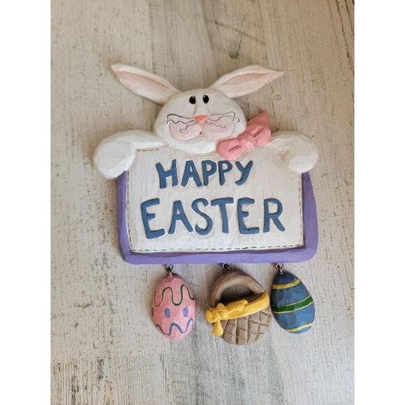 Eddie Walker happy Easter Bunny sign hanging basket egg wall decor - Picture 2 of 8